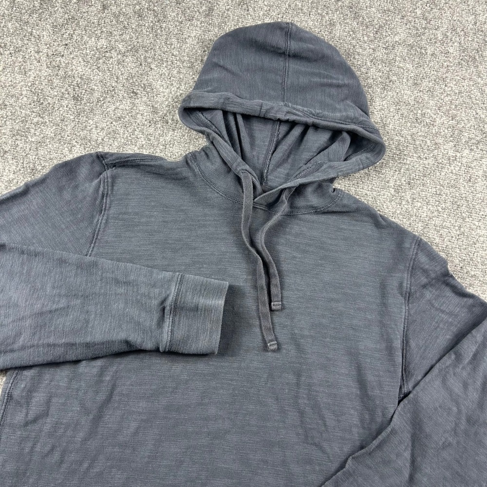 Faherty Sunwashed Hoodie Mens Medium Gray Organic Cotton Slub Pullover Sweater